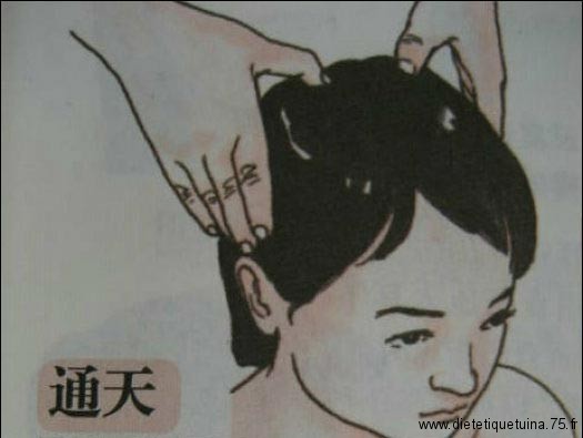Massage Tuina du point Tong Tian (7V) Massage du point 7V