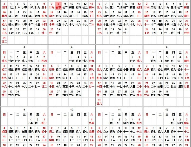 calendrier luni-solaire chinois de 2016