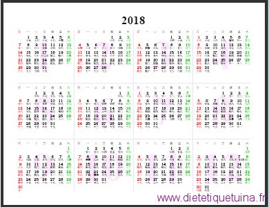 Cliquez pour télécharger le calendrier chinois 2018 Calendrier 2018